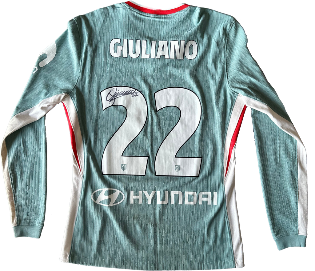 Jersey Atlético de Madrid visita Giuliano usado y firmado