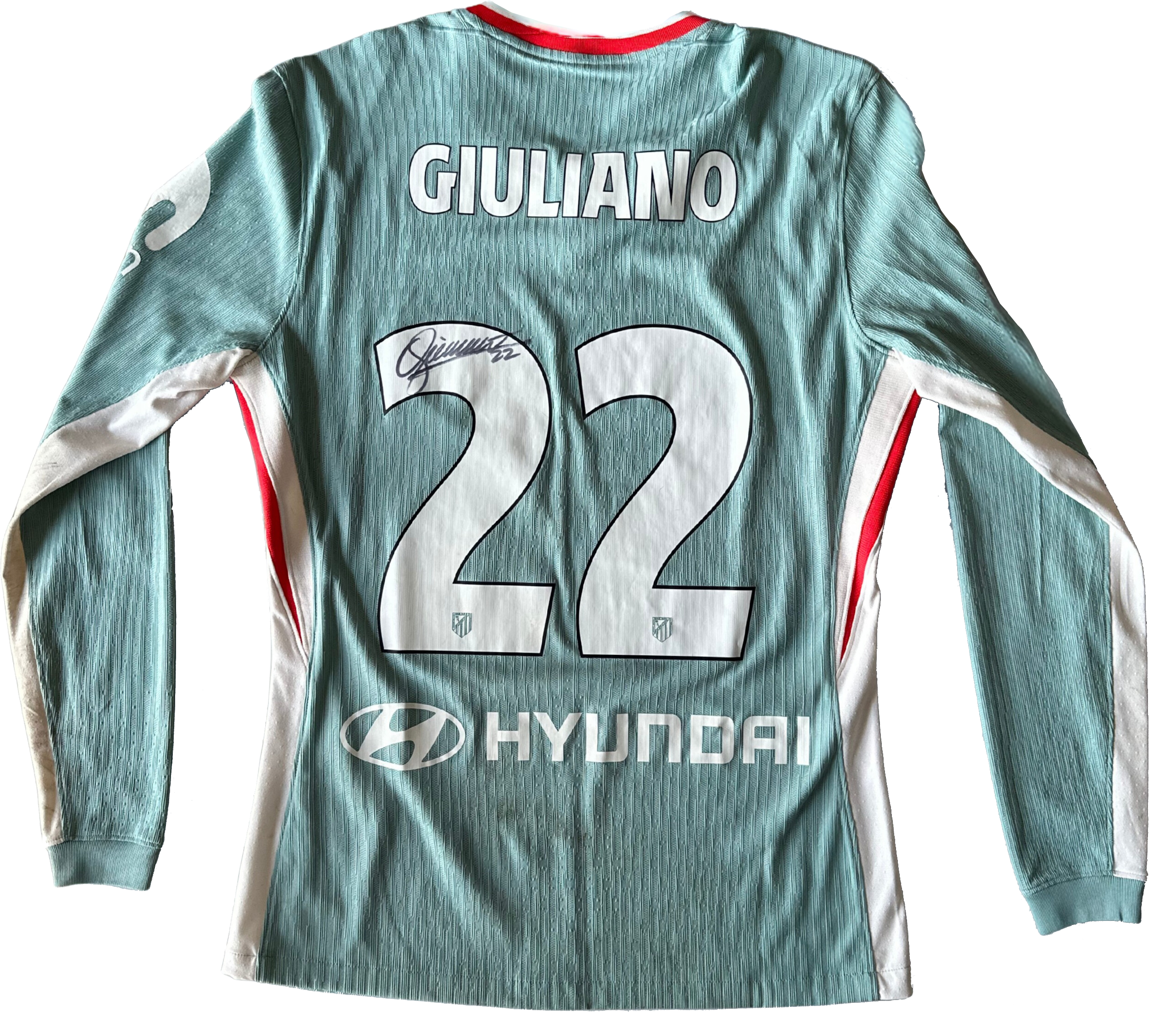 Jersey Atlético de Madrid visita Giuliano usado y firmado