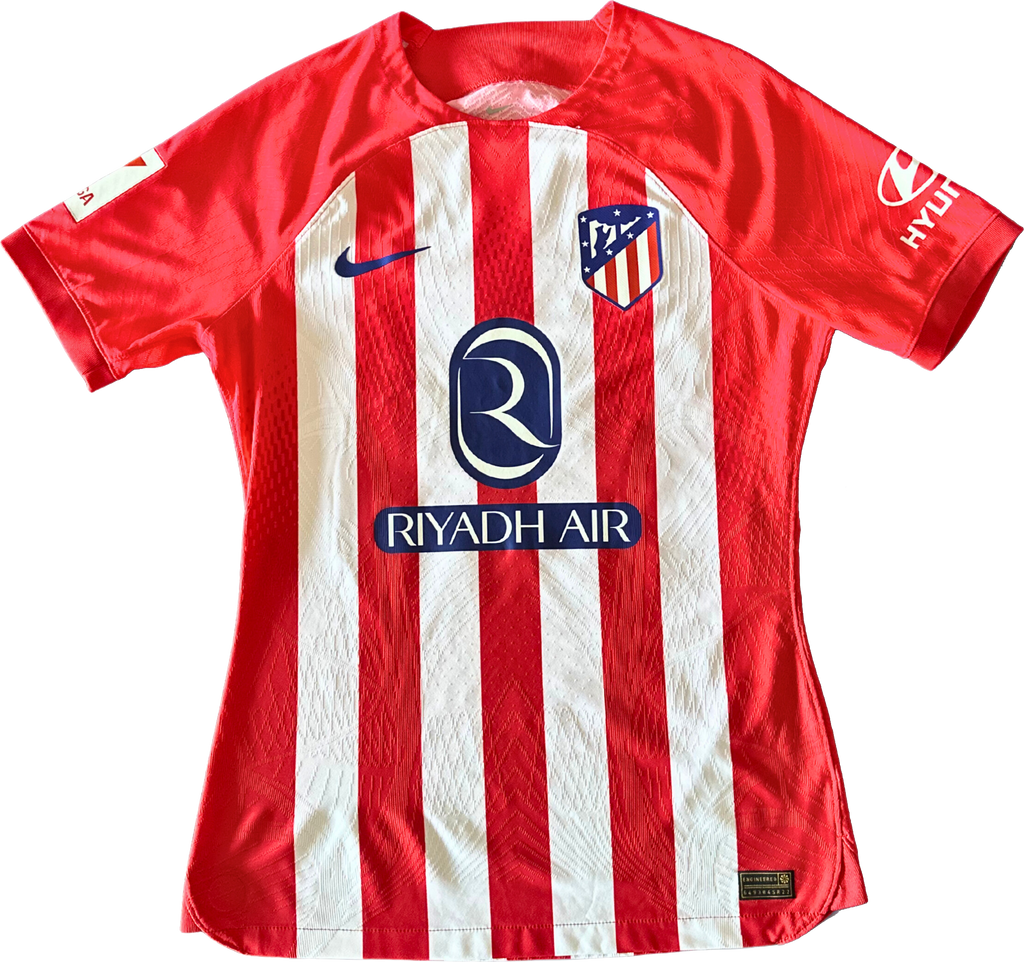 Jersey Atlético de Madrid local Reinildo preparado y firmado