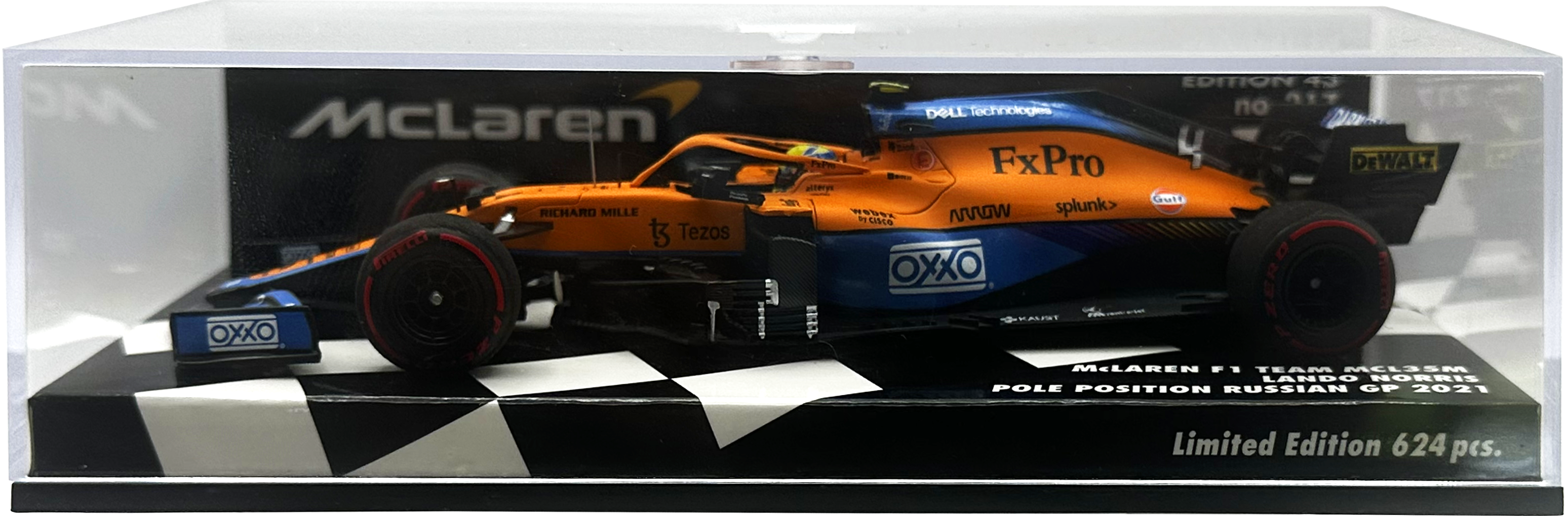 Mclaren MCL35M Russian GP Pole Position Norris MINICHAMPS escala 1:43