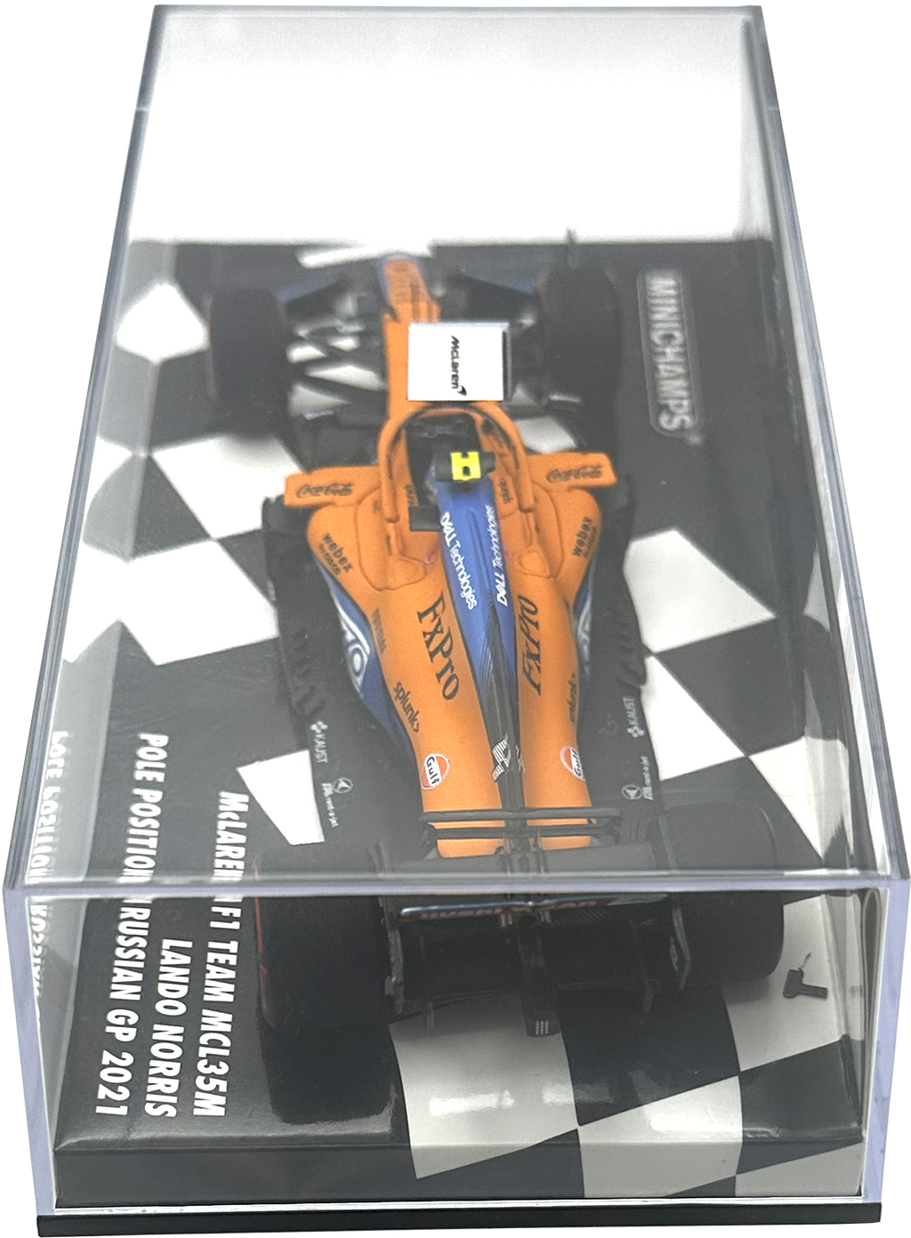 Mclaren MCL35M Russian GP Pole Position Norris MINICHAMPS escala 1:43