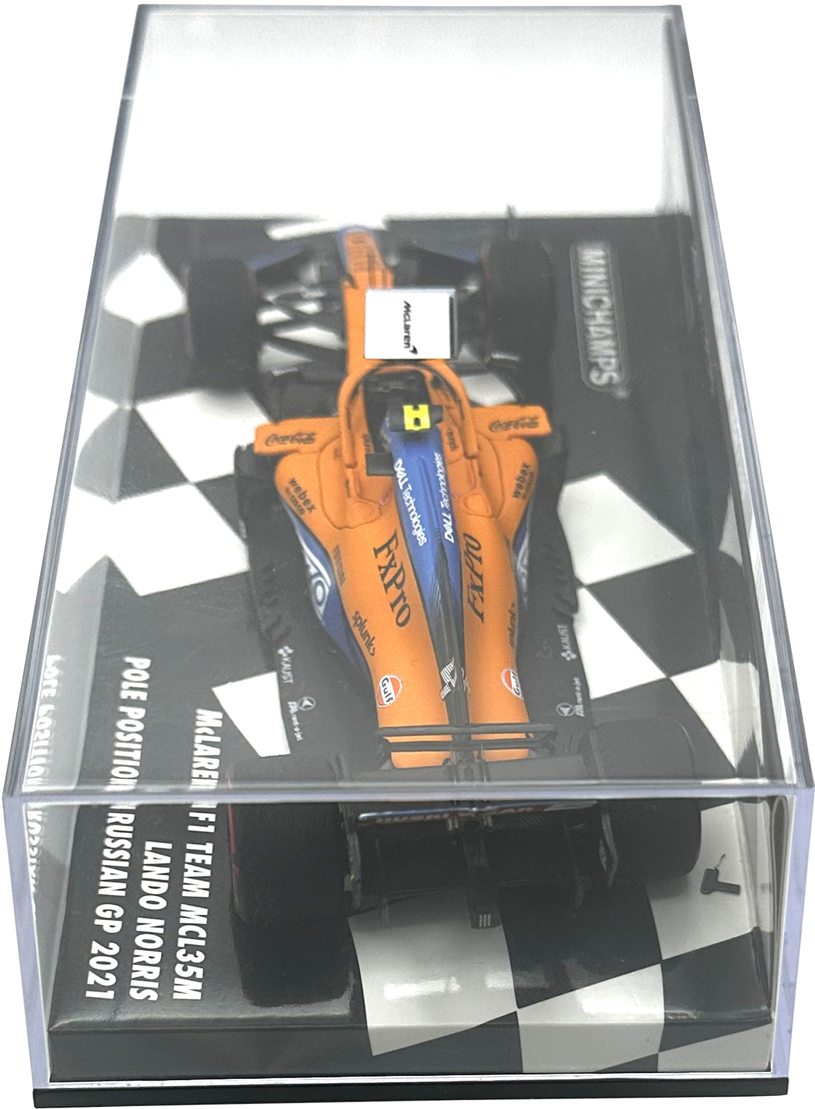 Mclaren MCL35M Russian GP Pole Position Norris MINICHAMPS escala 1:43