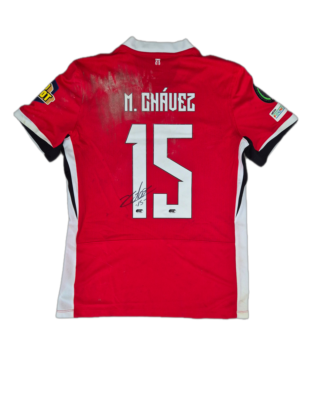 Jersey AZ Alkmaar local Mateo Chávez usado y firmado