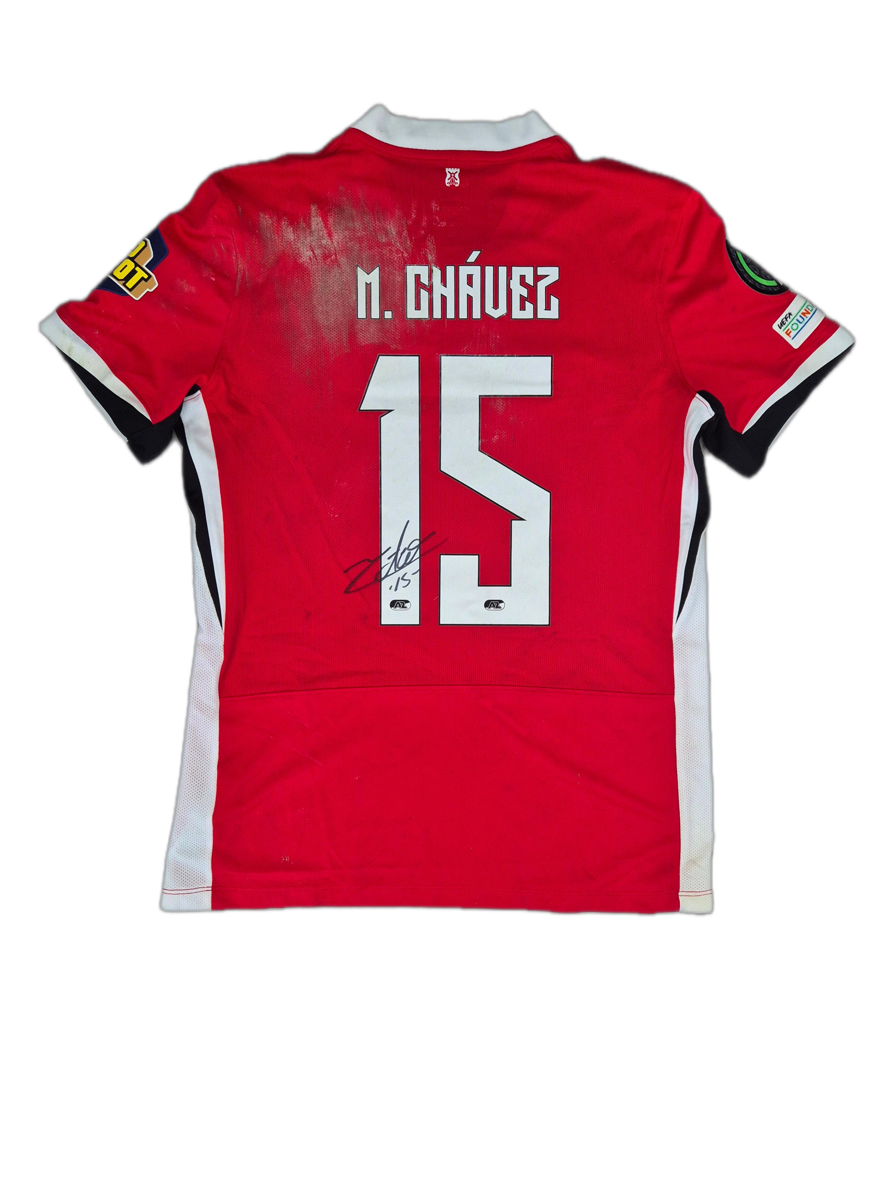 Jersey AZ Alkmaar local Mateo Chávez usado y firmado